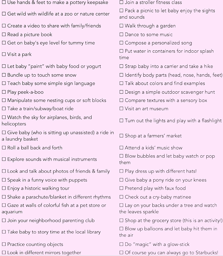 50 Things To Do With Babies During the First Year