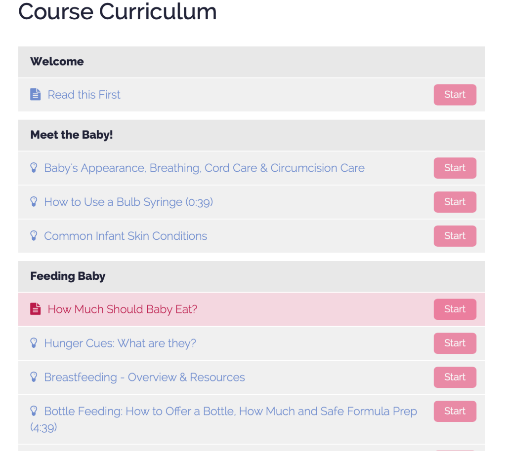 Newborn and Postpartum Support course curriculum