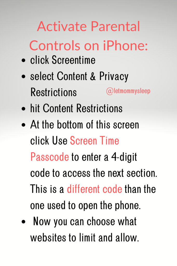 Activate Parental Controls on iphone