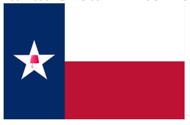 Flag of Texas with Let Mommy Sleep lamp logo on the star
