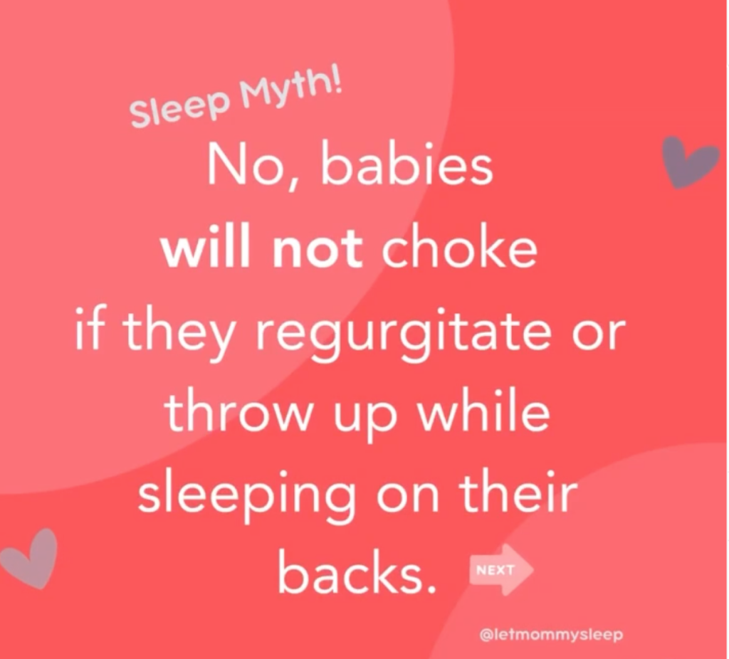 babies will not choke sleeping on their backs