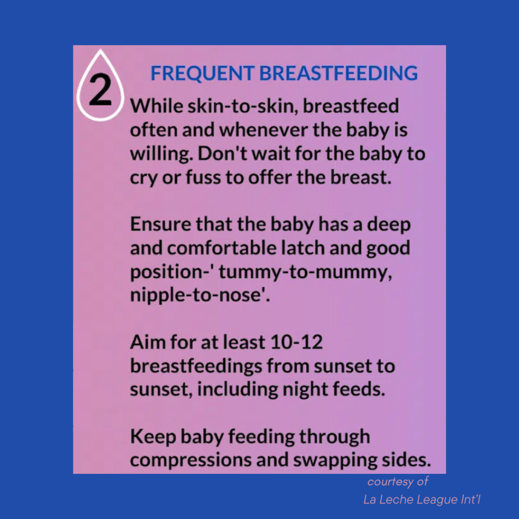 frequent breastfeeding to increase milk supply
