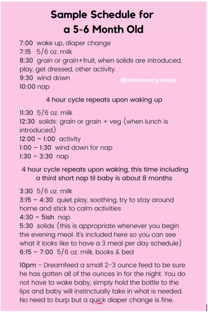 Infant sleep schedule for 5-6 month old