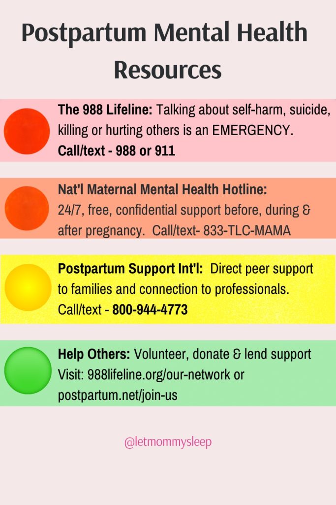 Free postpartum mental health resources from Let Mommy Sleep