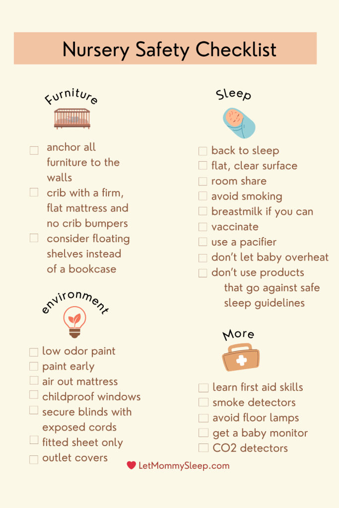 newborn nursery safety checklist by let mommy sleep