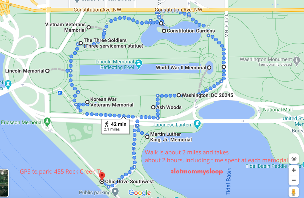 DC Monument Walk for Families with newborns infants and toddlers